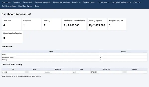 Apartment Management App — Units, residents, billing & daily bookings