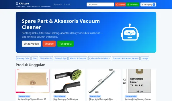 Online Store (E-commerce) — Storefront with categories & marketplace links