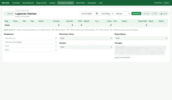 Spa & Massage App — Daily report with Excel / PDF export
